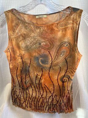 RARE Vintage Y2K  Decoline Mesh Bohemian Tank Top size M